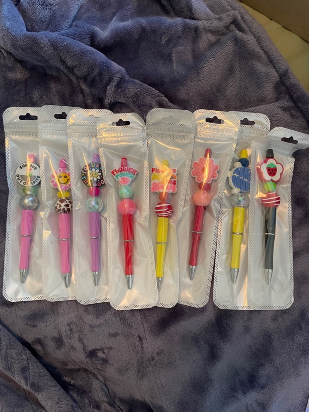 Flower handcrafted beaded ballpoint pens